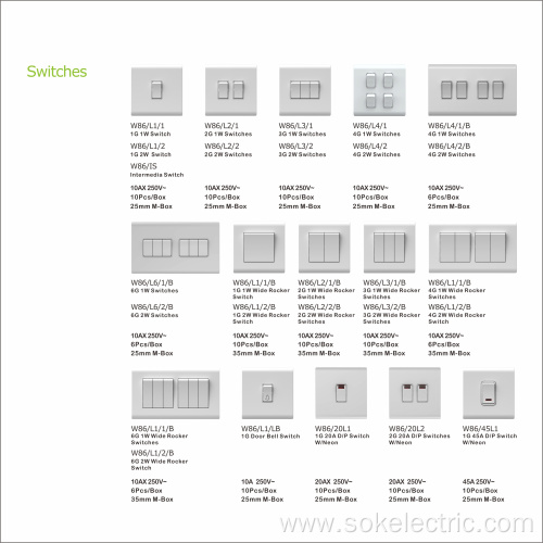 6Gang 1Way Light Switch 147x86mm electrical switches